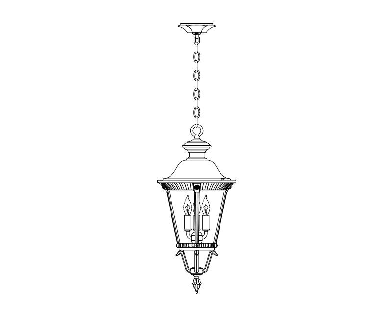 Stockholm, Small, aluminum, Ceiling Mount, chain, Clear acrylic, (3) 25W B10, 120V